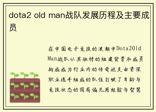 dota2 old man战队发展历程及主要成员